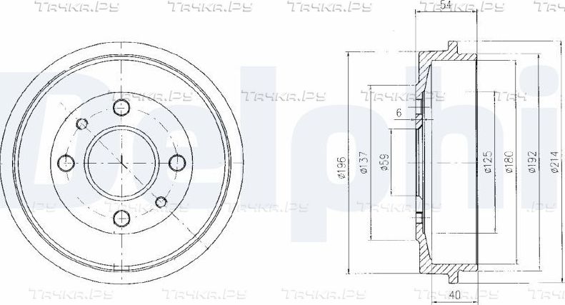 Тормозной барабан Delphi задний для Lancia Dedra 1989-1999. Артикул BF200