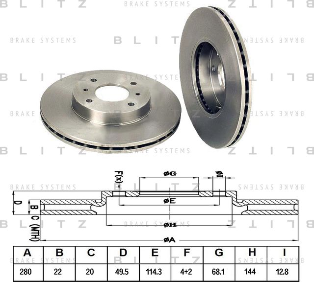 Диск тормозной NISSAN ALMERA/PRIMERA 96- перед. вент. (Blitz). Артикул BS0142