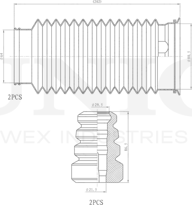 Отбойник и пыльник амортизатора, комплект (Unio). Артикул DUC-50060