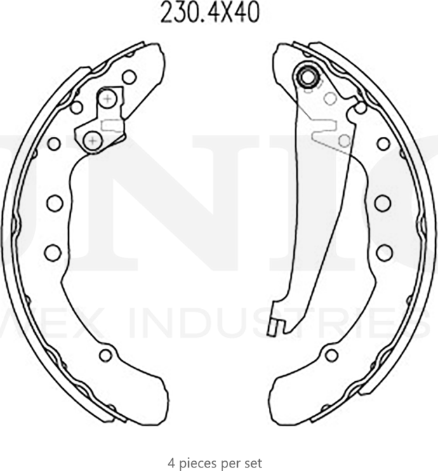 Колодки тормозные барабанные, комплект (Unio). Артикул BRP-10011