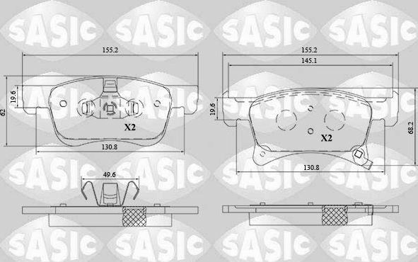 Тормозные колодки Sasic передние для Opel Adam I 2012-2019. Артикул 6216210
