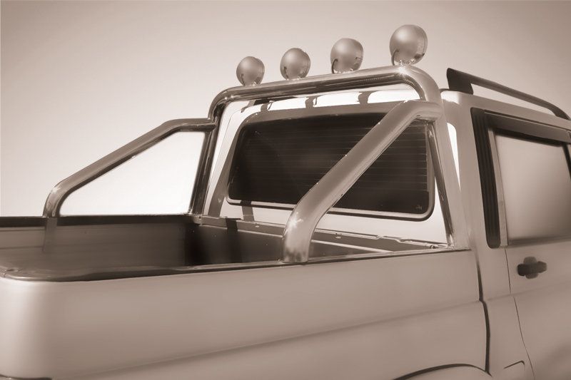 Защита Slitkoff в кузов d76 с креплениями под ПТФ для УАЗ Pickup I рестайлинг 2014-2026. Артикул UPpic14-012