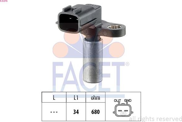 Датчик положения коленвала Facet Made in Italy - OE Equivalent. Артикул 9.0276