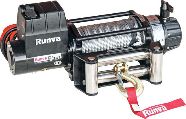 Лебёдка электрическая 24V Runva 12500 lbs 5670 кг (влагозащищенная) стальной трос. Артикул EWB12500U24V