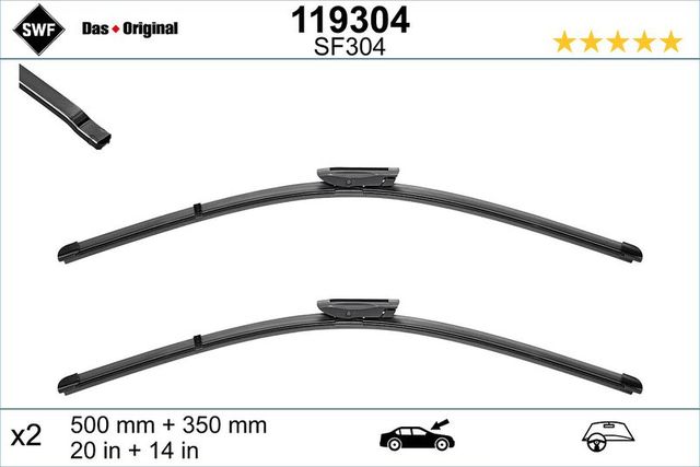 Щетки стеклоочистителя (дворники) SWF для Smart Forfour II ((W453) 2014-2026. Артикул 119304