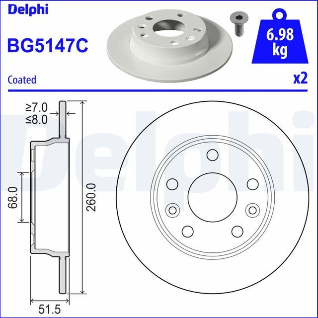 Тормозной диск Delphi. Артикул BG5147C