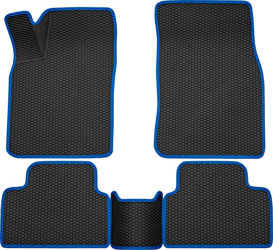 Коврики Rezkon 3D EVA ромб резиновые для салона Nissan Qashqai II 2014-2026 Синий кант. Артикул 9225020203