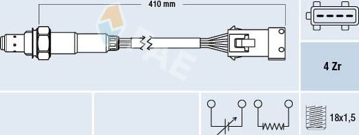 Лямбда-зонд (кислородный датчик) FAE. Артикул 77432