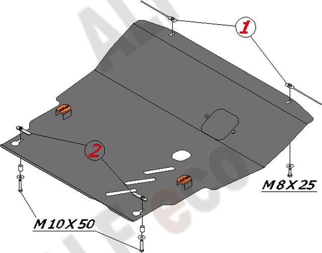Защита алюминиевая Alfeco для картера и АКПП Toyota Passo Sette 2WD 2009-2012. Артикул ALF.24.70 AL4