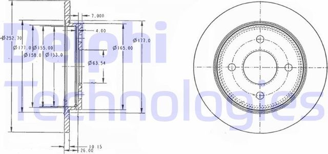 Тормозной диск Delphi задний для Ford Focus I 1998-2005. Артикул BG3054