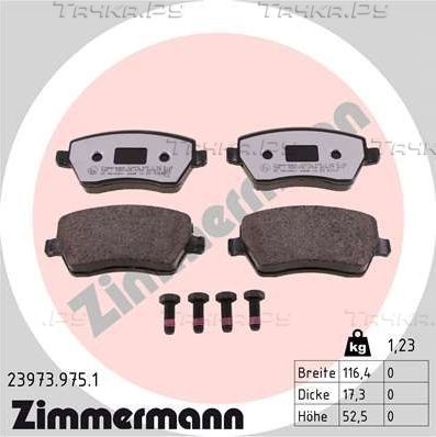 Тормозные колодки Zimmermann rd:z передние для Renault Clio V 2008-2026. Артикул 23973.975.1