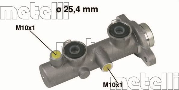 Тормозной цилиндр главный Metelli (алюминий) для Nissan Primera P10 1990-1996. Артикул 05-0249