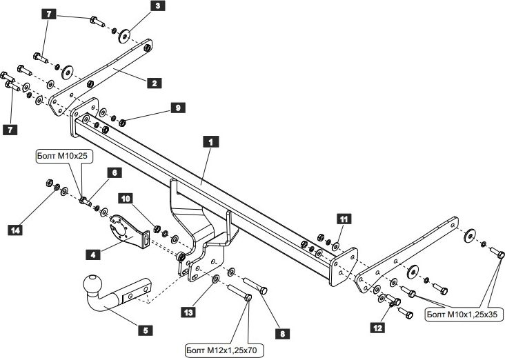 Фаркоп Baltex для Suzuki SX4 II 2013-2026. Артикул 23252312