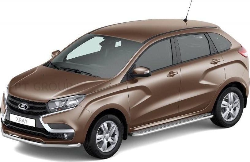 Защита порогов PT Group с алюминиевой площадкой d51 для Lada Xray 2016-2026. Артикул LXR220302