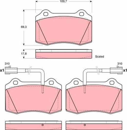 Тормозные колодки TRW передние для Alfa Romeo 147 I 2003-2003. Артикул GDB1519