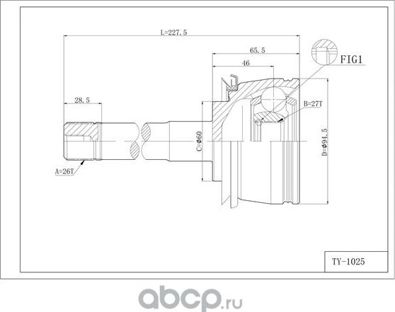 Шрус привода DOUBLEFORCE (Double Force). Артикул DFCV019
