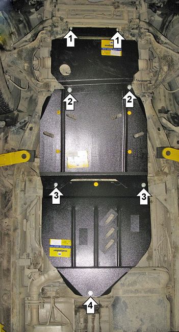 Защита Мотодор для картера, КПП и РК Nissan Navara D40 2005-2026. Артикул 01450