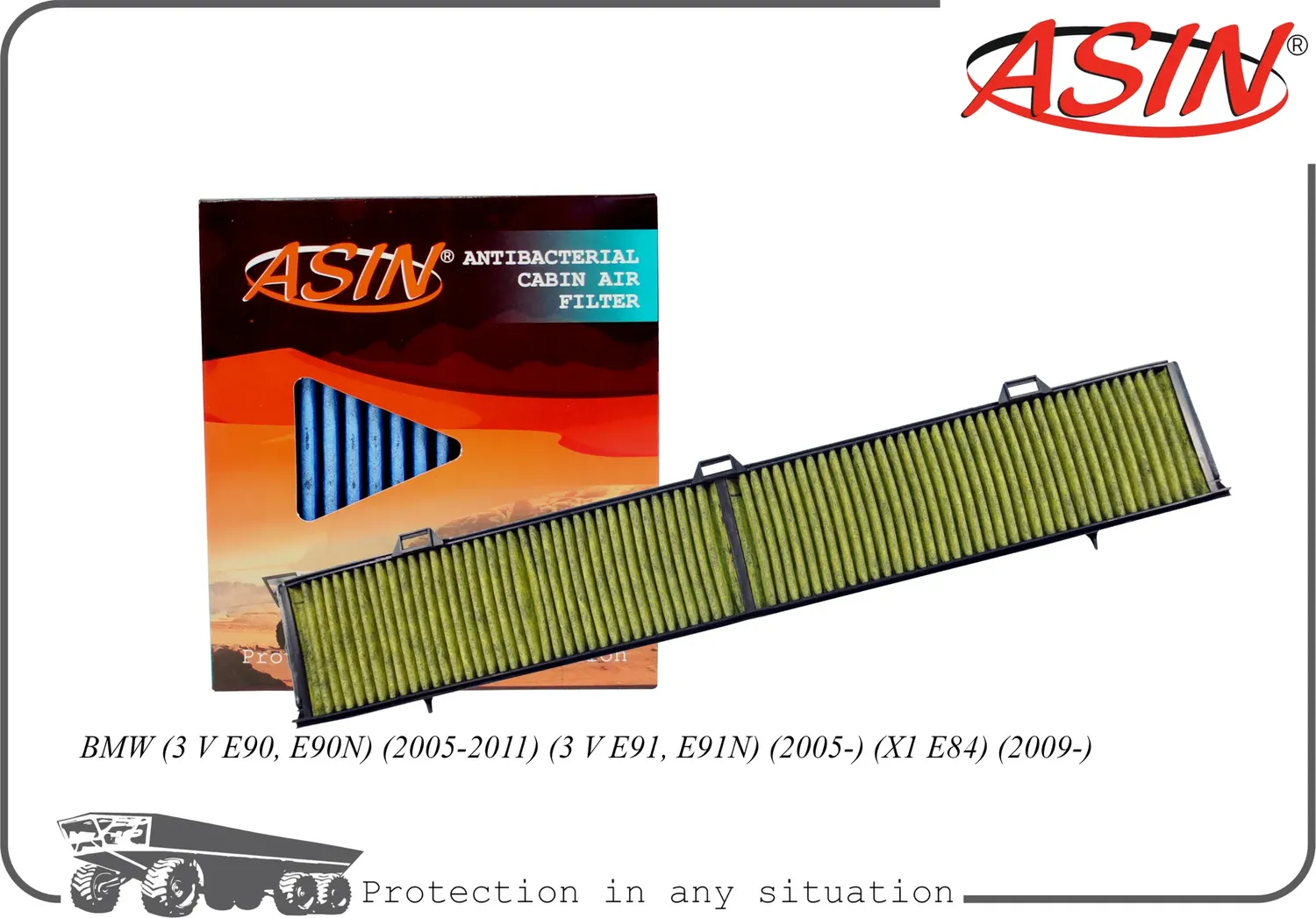 Фильтр салонный (антибактериальный, угольный) (Asin). Артикул ASINFC2776A