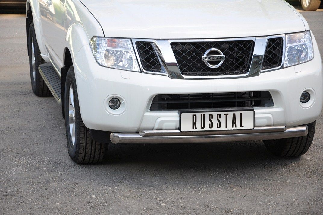 Защита RusStal переднего бампера d76/42 (дуга) для Nissan Pathfinder R51 2010-2012. Артикул NNZ-000353