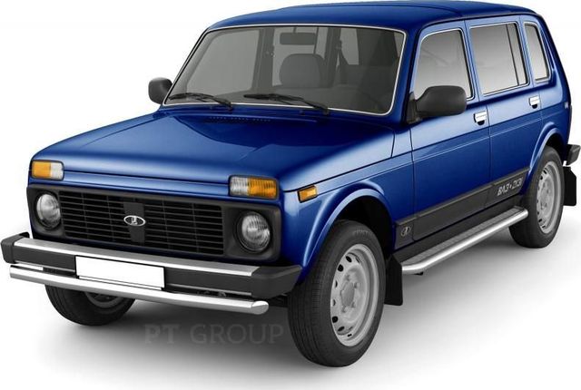 Защита порогов PT Group с алюминиевой площадкой d51 (НПС) для Lada 4х4 2131 1995-2026. Артикул LNU220301