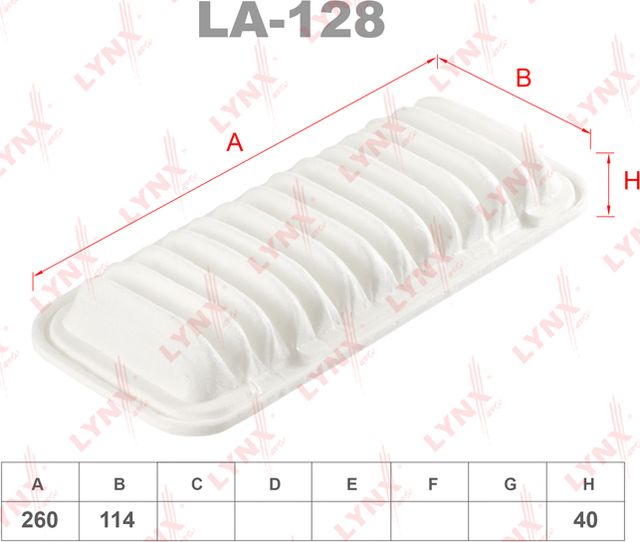 Воздушный фильтр LYNXauto для Toyota Yaris Verso 2002-2005. Артикул LA-128