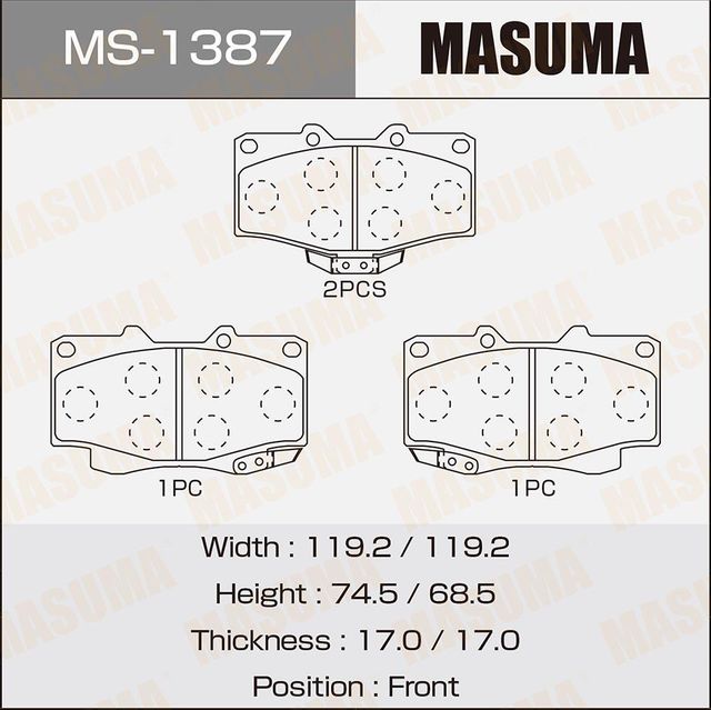 Тормозные колодки Masuma. Артикул MS-1387