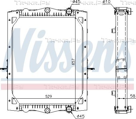 Радиатор охлаждения двигателя Nissens ** FIRST FIT ** для DAF LF 45 2001-2026. Артикул 61443A