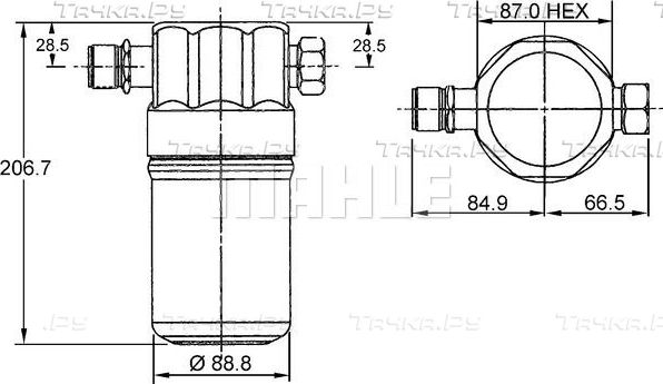 Осушитель кондиционера Mahle Behr для Volkswagen Passat B5 1996-2000. Артикул AD 36 000S
