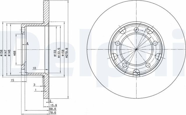 Тормозной диск Delphi передний для Mercedes-Benz T1 1977-1996. Артикул BG2265