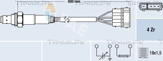 Лямбда-зонд (кислородный датчик) FAE для Volkswagen Golf III 1991-1999. Артикул 77128