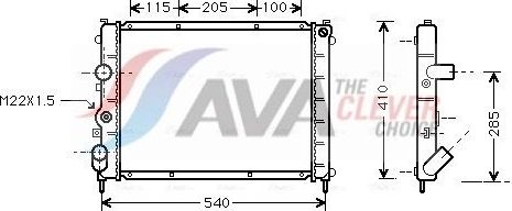 Радиатор охлаждения двигателя AVA для Renault Kangoo I 1997-2009. Артикул RTA2231