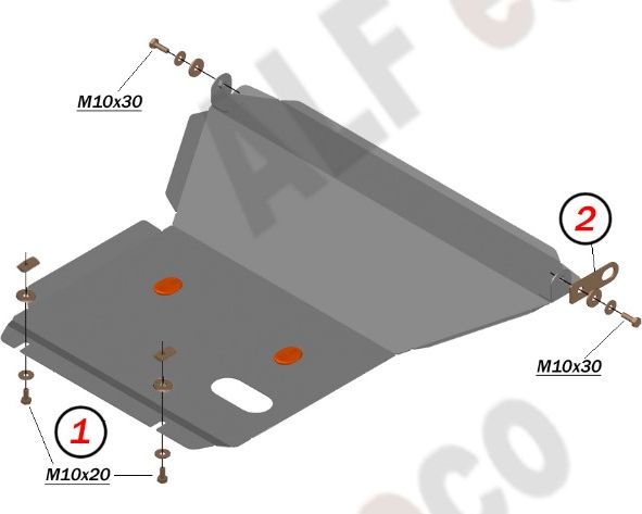 Защита Alfeco для картера и КПП Toyota Crown S150, S170 1995-2003 4WD, правый руль. Артикул ALF.24.85