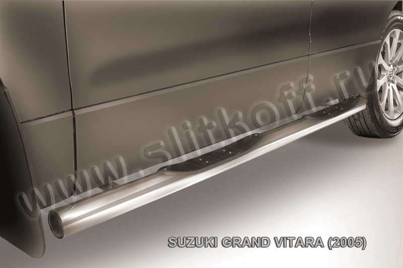 Пороги Slitkoff труба d76 с проступями для Suzuki Grand Vitara III 5-дв. 2005-2008. Артикул SGV05009