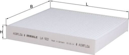 Салонный фильтр Mahle. Артикул LA 922