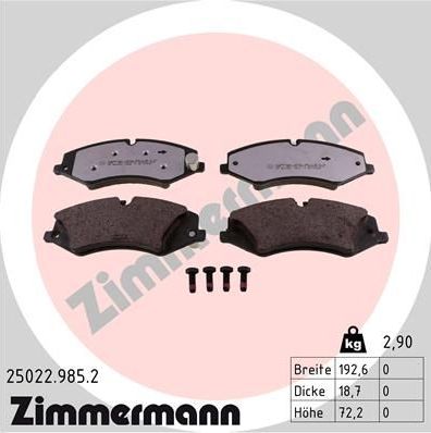 Тормозные колодки Zimmermann rd:z. Артикул 25022.985.2