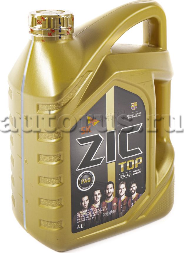 Масло моторное синтетическое ZIC TOP SAE 5W40 API SN/CF 4л. Артикул 162682