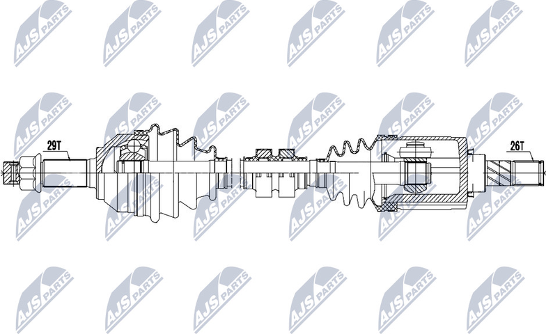 Полуось (привод в сборе, приводной вал) NTY. Артикул NPW-NS-068