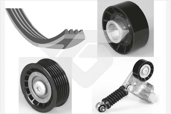 Приводной ремень поликлиновой с роликами (комплект) Hutchinson. Артикул KHV 178
