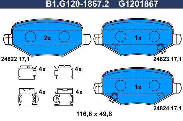 Тормозные колодки Galfer. Артикул B1.G120-1867.2