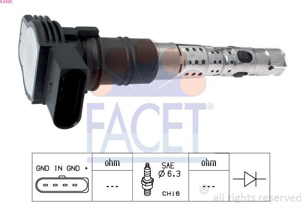 Катушка зажигания Facet Made in Italy - OE Equivalent. Артикул 9.6325