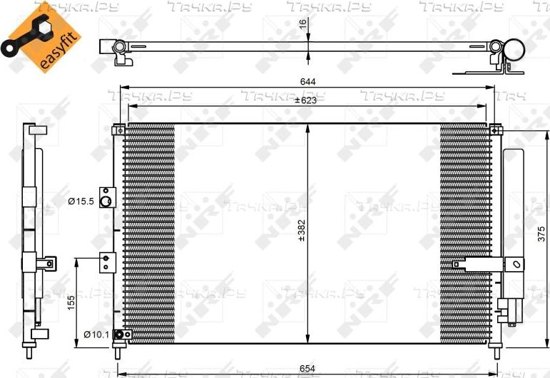 Радиатор кондиционера (конденсатор) NRF EASY FIT для Honda Civic VIII 2005-2012. Артикул 35865