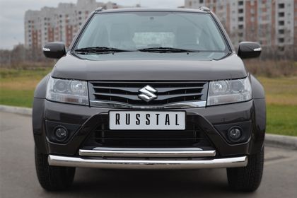Защита RusStal переднего бампера d76х42 (дуга) для Suzuki Grand Vitara 5-дв. 2012-2015. Артикул SVZ-001092