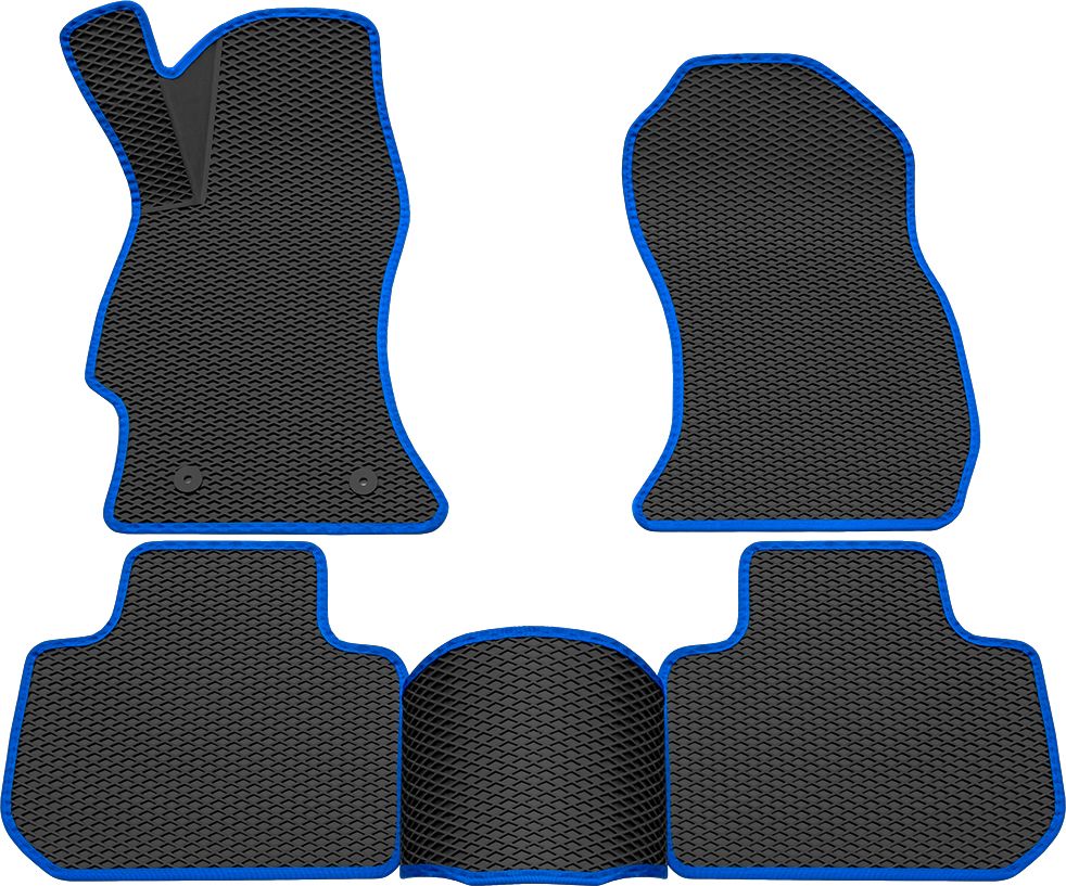 Коврики Rezkon 3D EVA ромб резиновые для салона Subaru Forester IV 2013-2018 Синий кант. Артикул 9232005203