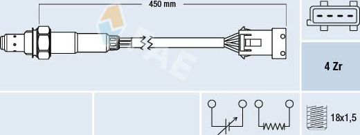 Лямбда-зонд (кислородный датчик) FAE. Артикул 77433