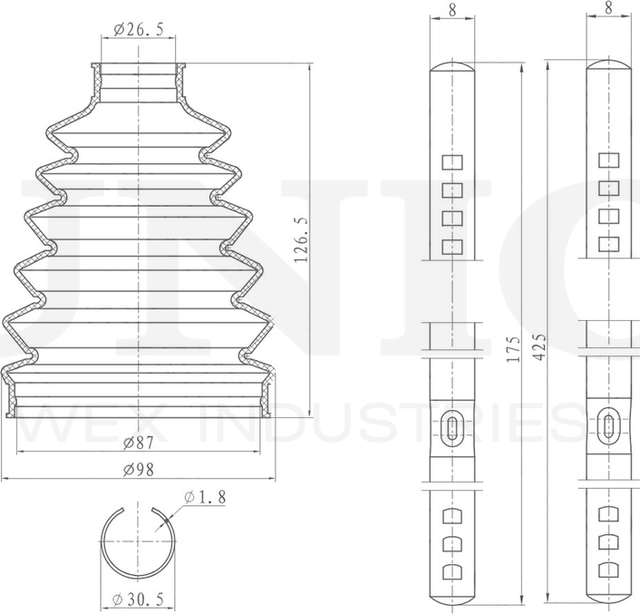 Пыльник ШРУС, комплект (Unio). Артикул DUC-30083K