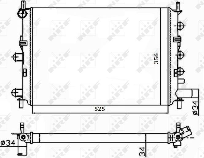 Радиатор охлаждения двигателя NRF (алюминий). Артикул 514436A