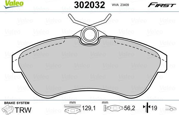 Тормозные колодки Valeo First. Артикул 302032