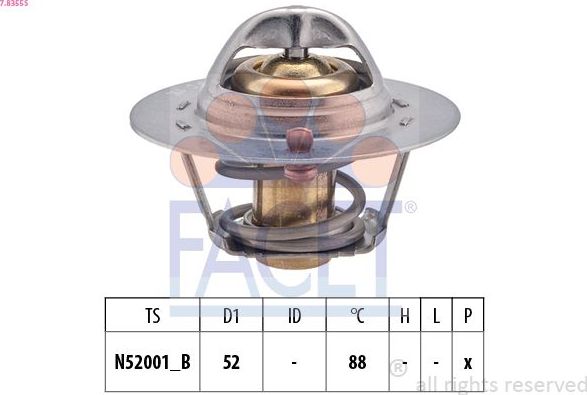 Термостат Facet Made in Italy - OE Equivalent для Toyota Lite Ace IV 1992-1995. Артикул 7.8355S