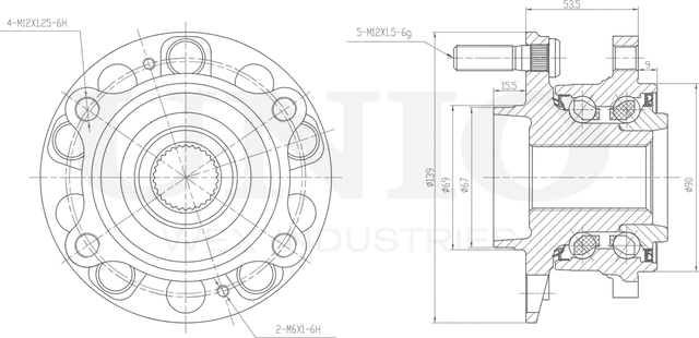 Ступица колеса с интегрированным подшипником (Unio). Артикул HUB-20292