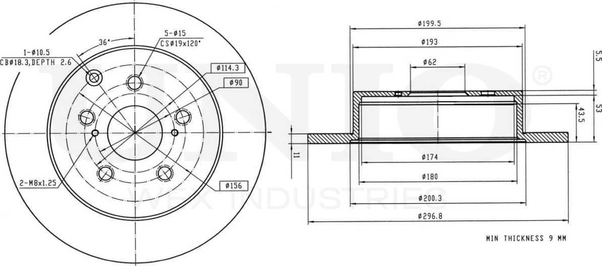 Диск тормозной (Unio). Артикул BRD-20416
